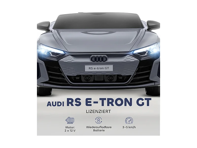 Voiture électrique pour enfants 12V, 2 moteurs, télécommande 2,4 GHz, 4 roues amorties, gris (103x58x41cm)