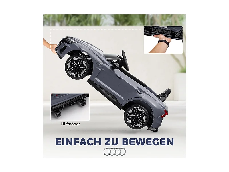 Voiture électrique pour enfants 12V, 2 moteurs, télécommande 2,4 GHz, 4 roues amorties, gris (103x58x41cm)