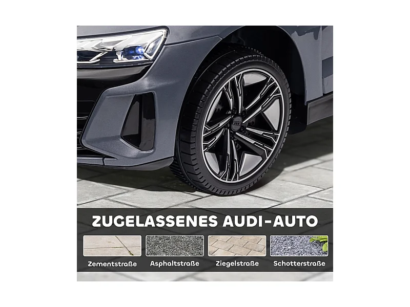 Voiture électrique pour enfants 12V, 2 moteurs, télécommande 2,4 GHz, 4 roues amorties, gris (103x58x41cm)