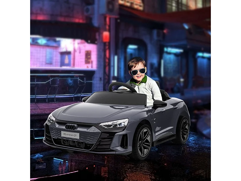 Voiture électrique pour enfants 12V, 2 moteurs, télécommande 2,4 GHz, 4 roues amorties, gris (103x58x41cm)