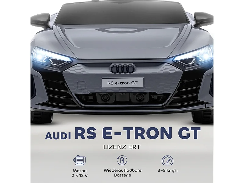 Voiture électrique pour enfants 12V, 2 moteurs, télécommande 2,4 GHz, 4 roues amorties, gris (103x58x41cm)