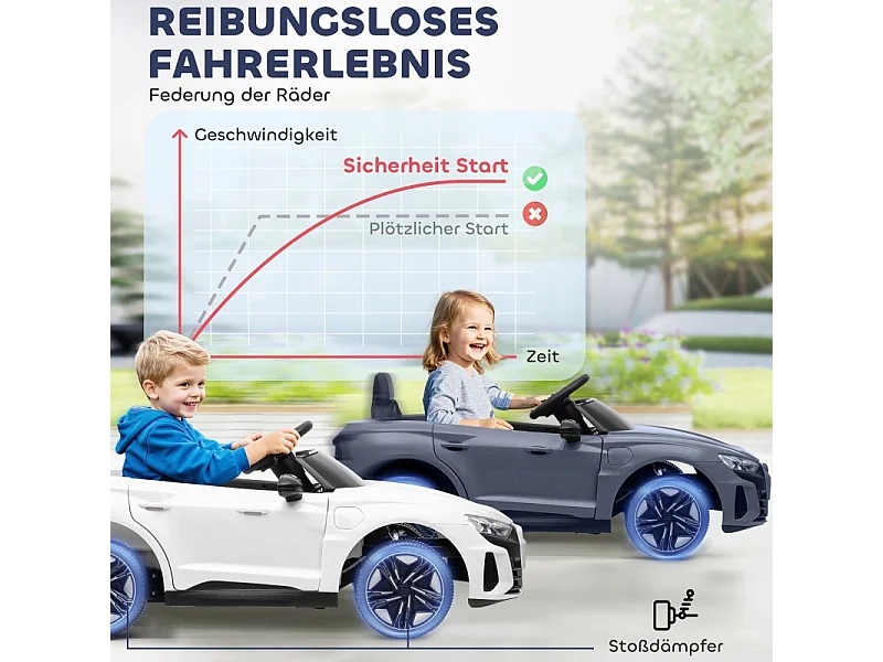 Voiture électrique pour enfants 12V, 2 moteurs, télécommande 2,4 GHz, 4 roues amorties, gris (103x58x41cm)