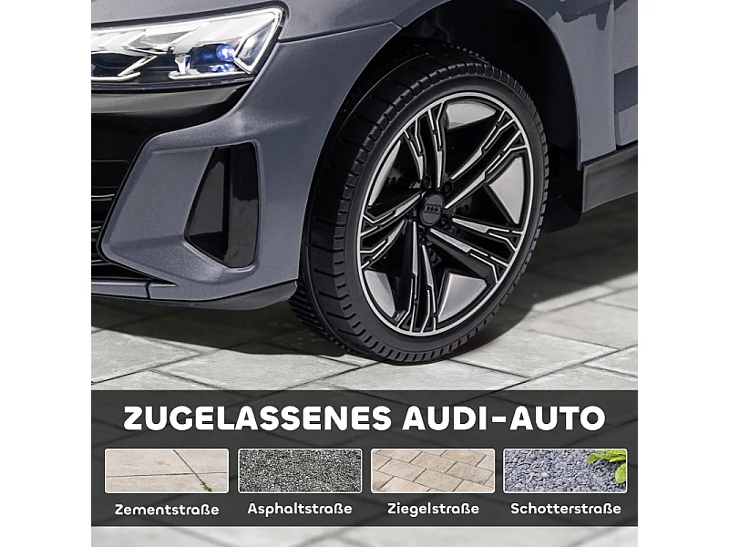 Voiture électrique pour enfants 12V, 2 moteurs, télécommande 2,4 GHz, 4 roues amorties, gris (103x58x41cm)