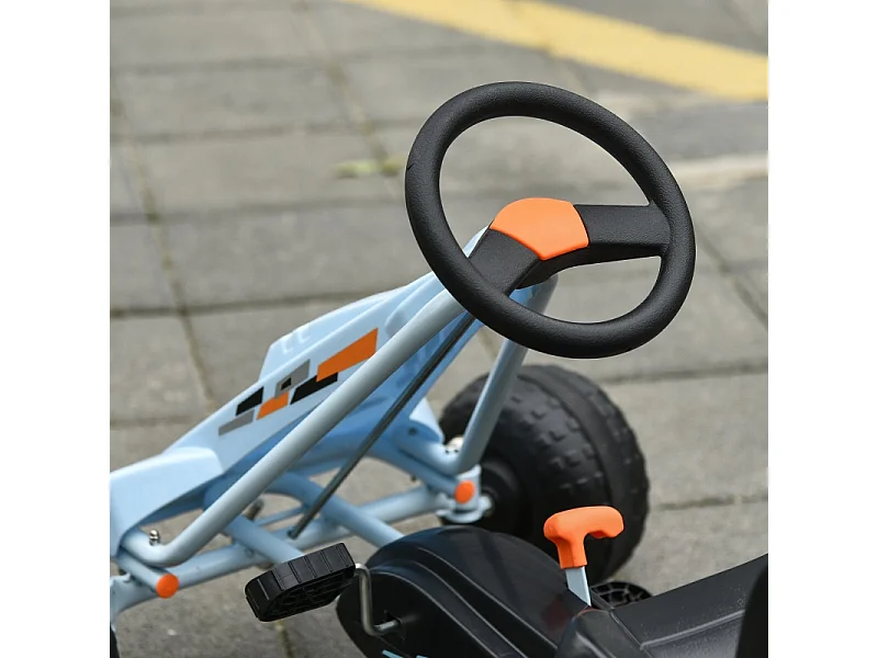 Go-kart à pédales pourGo-kart à pédales pour enfants dès 3 ans, siège réglable, acier, bleu clair (97x66x59cm)