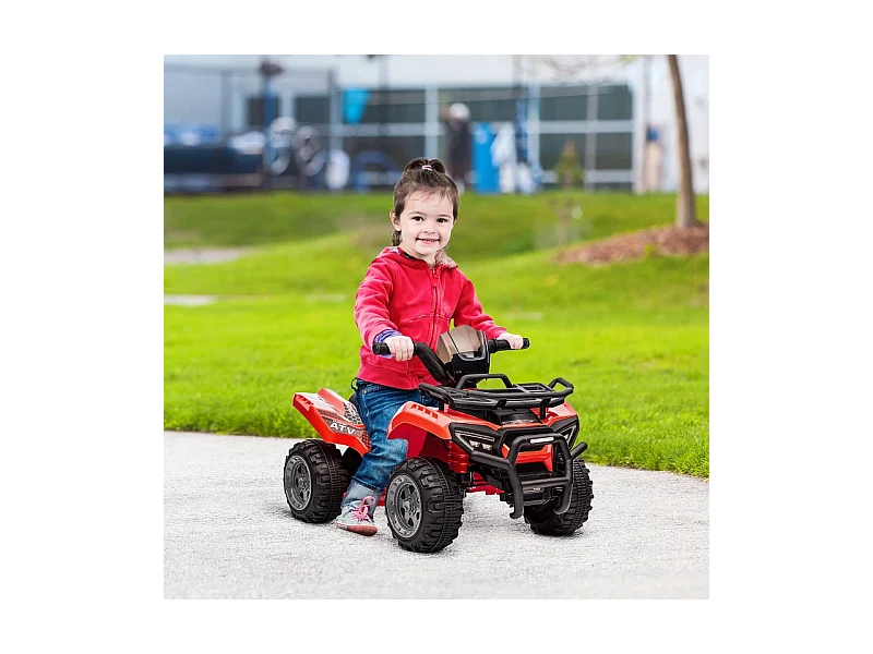 Quad électrique pour enfants 6V avec fonction avant, musique, métal et plastique, rouge (70x42x45 cm)