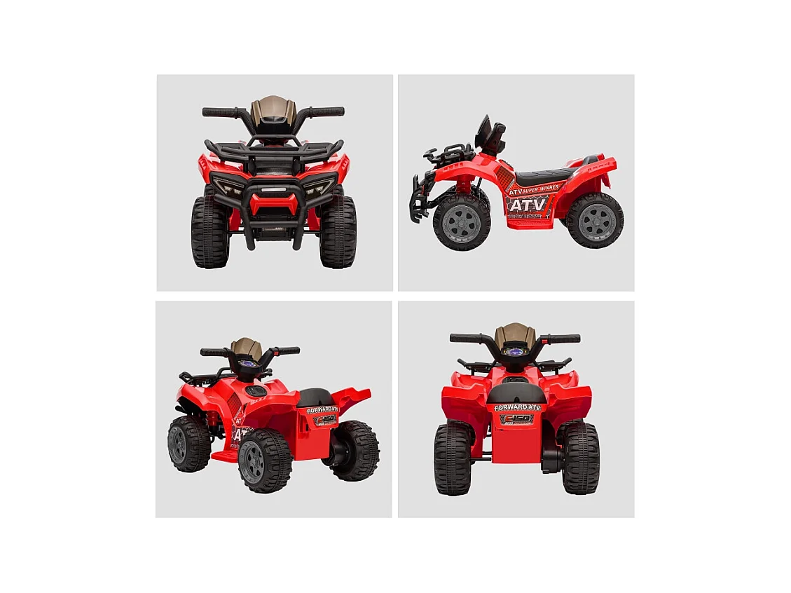 Quad électrique pour enfants 6V avec fonction avant, musique, métal et plastique, rouge (70x42x45 cm)