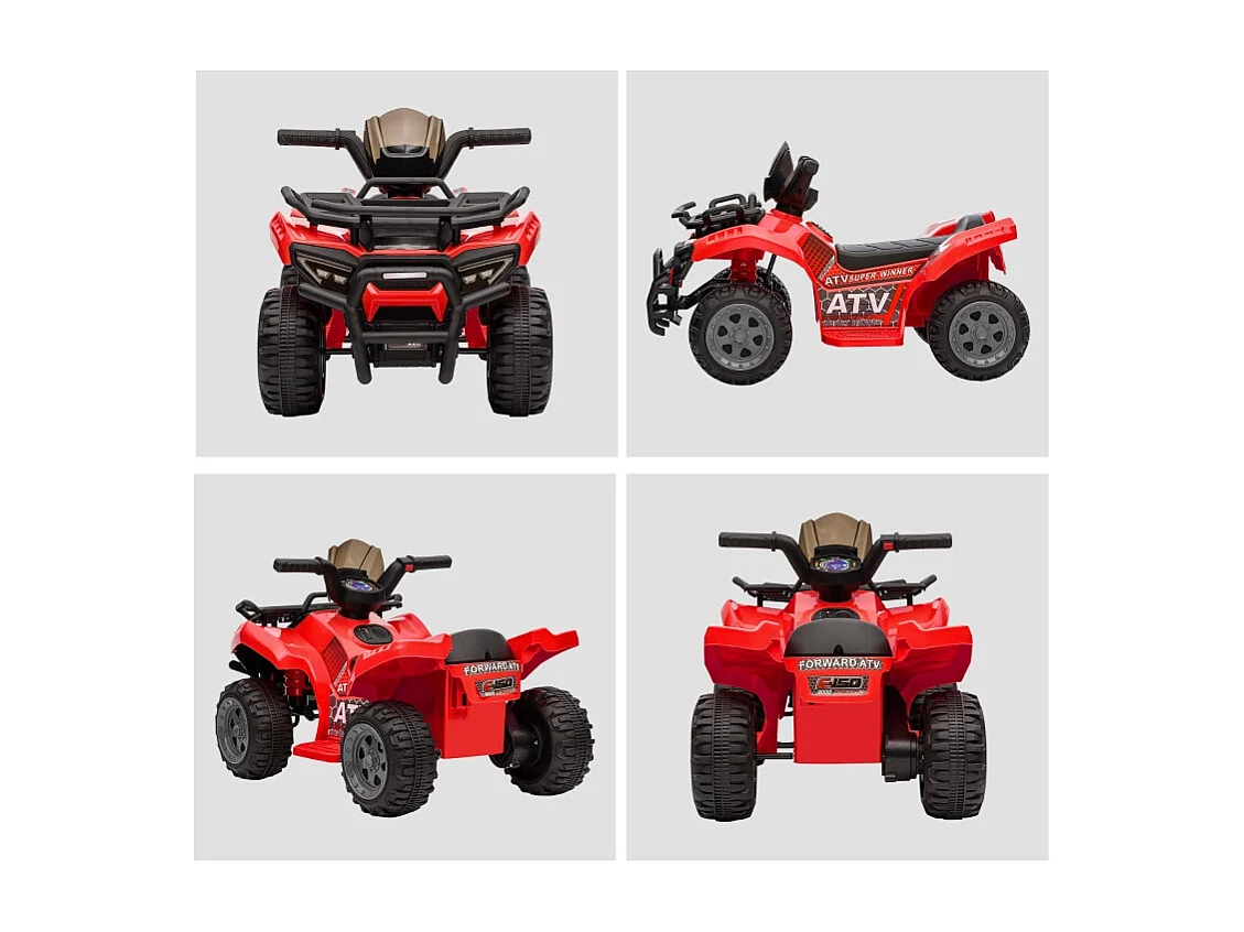 Quad électrique pour enfants 6V avec fonction avant, musique, métal et plastique, rouge (70x42x45 cm)