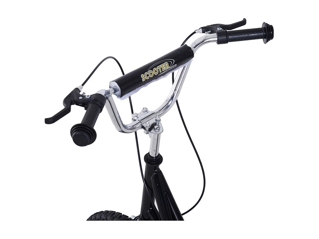 Trottinette enfant 16/12 pouces avec freins, cadre en acier, pneus air, noir (135x58x100cm)