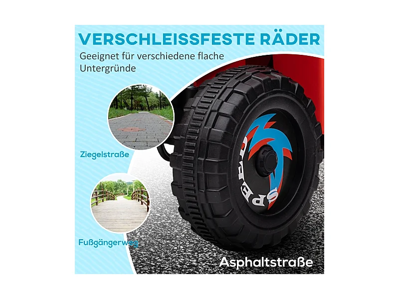 Quad électrique pour enfant avec remorque, vitesse 2.5 km/h, métal, rouge (106x41.5x48.5 cm)