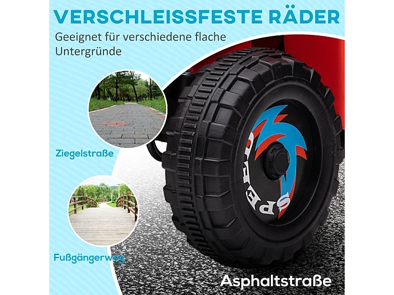 Quad électrique pour enfant avec remorque, vitesse 2.5 km/h, métal, rouge (106x41.5x48.5 cm)