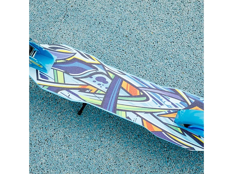 Trottinette pliable pour enfants, réglable en hauteur, 2 grandes roues, frein arrière, plastique, bleu (94x38x103cm)