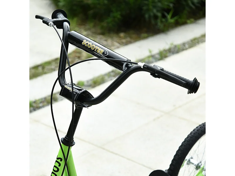 Trottinette enfant avec roues gonflables et frein à main, acier, vert (139x58x96 cm)