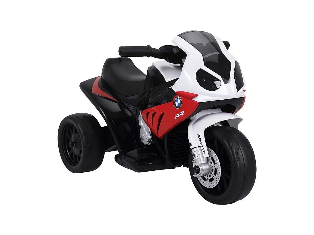 Moto électrique tricycle pour enfant, design sportif, acier, rouge, avec batterie rechargeable (66x37x44cm)