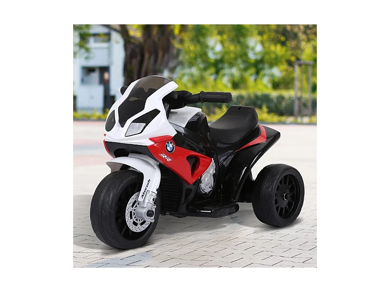 Moto électrique tricycle pour enfant, design sportif, acier, rouge, avec batterie rechargeable (66x37x44cm)