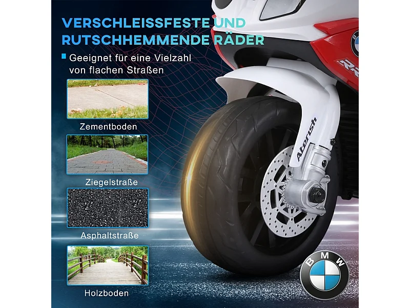 Moto électrique tricycle pour enfant, design sportif, acier, rouge, avec batterie rechargeable (66x37x44cm)