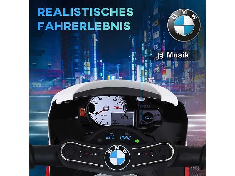 Moto électrique tricycle pour enfant, design sportif, acier, rouge, avec batterie rechargeable (66x37x44cm)