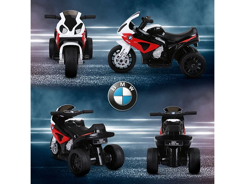 Moto électrique tricycle pour enfant, design sportif, acier, rouge, avec batterie rechargeable (66x37x44cm)