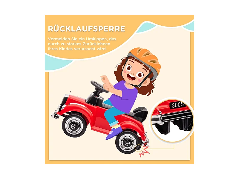 Voiture à pédales pour enfants, design classique, métal, rouge (77.5x41.5x45cm)