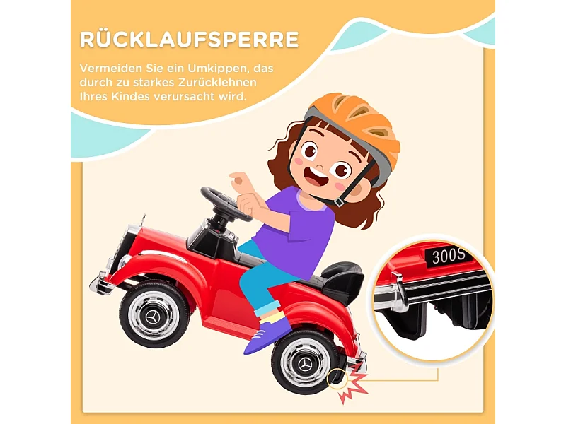 Voiture à pédales pour enfants, design classique, métal, rouge (77.5x41.5x45cm)