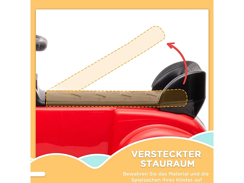 Voiture à pédales pour enfants, design classique, métal, rouge (77.5x41.5x45cm)