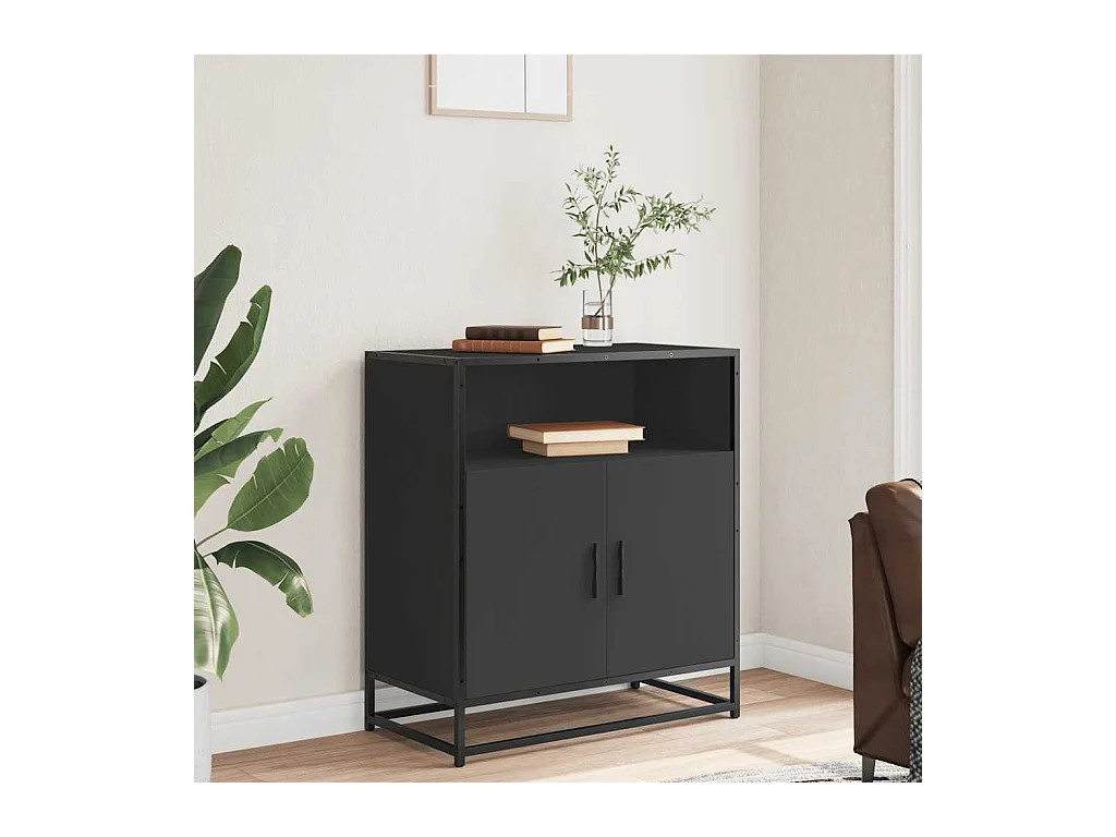 Buffet noir 68x35x76 cm bois d'ingénierie