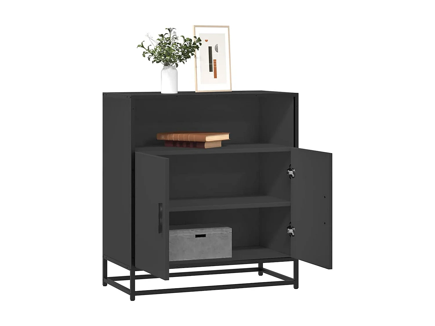 Buffet noir 68x35x76 cm bois d'ingénierie