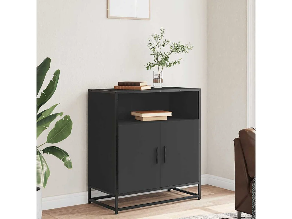 Buffet noir 68x35x76 cm bois d'ingénierie