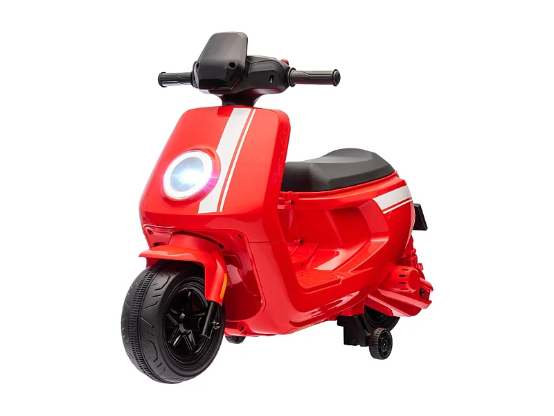 Moto elettrica per bambini, con faro e musica, marcia avanti e retromarcia, rotelle, plastica, rossa (90x39x61cm)