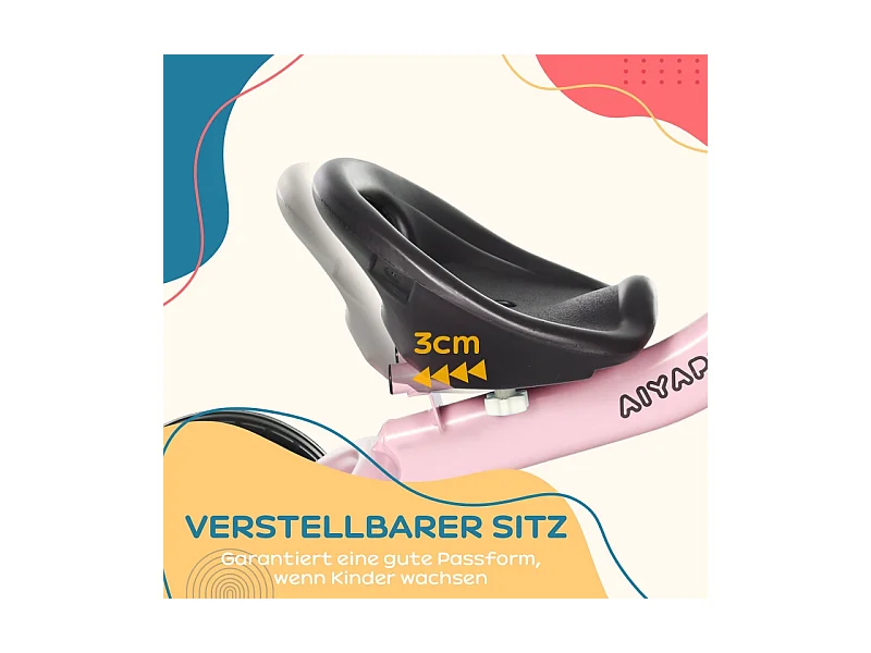 Tricycle pour enfants 2-5 ans, siège réglable, sonnette, panier, cadre métallique, rose (70.5x53x58cm)