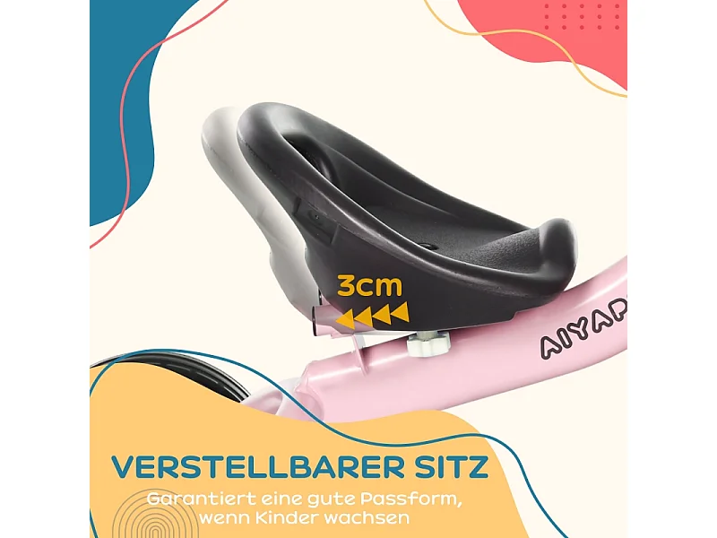 Tricycle pour enfants 2-5 ans, siège réglable, sonnette, panier, cadre métallique, rose (70.5x53x58cm)