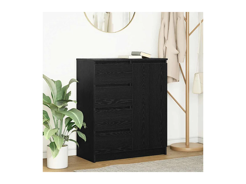 Aparador con cajones roble negro 71x35x84 cm madera de ingeniería