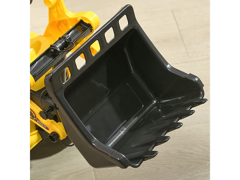 Tractopelle à bascule pour enfants avec pelle fonctionnelle et rangement intégré, ABS, jaune et noir (80x26.5x39cm)