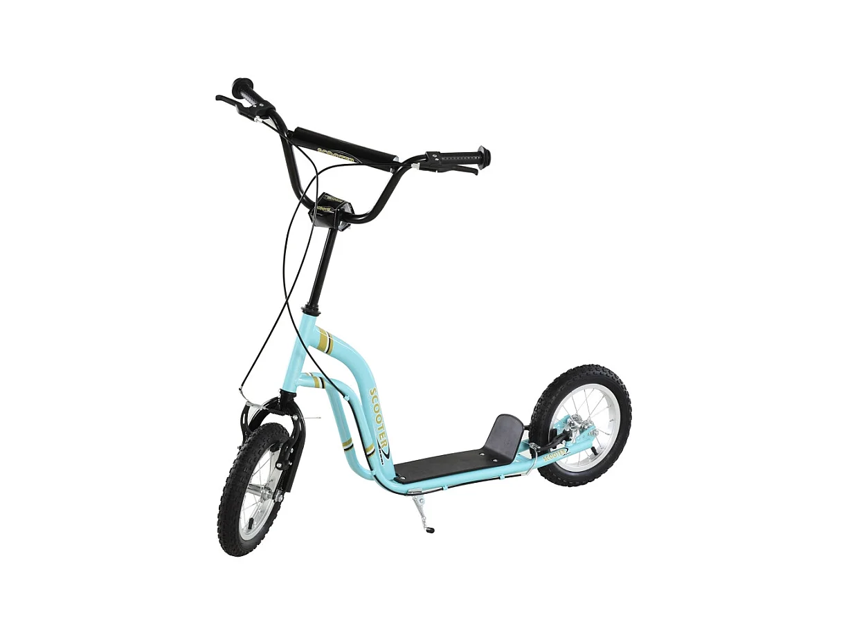 Trottinette enfant réglable en hauteur, 12 pouces avec pneus air, acier, bleu clair (120x58x85-95cm)