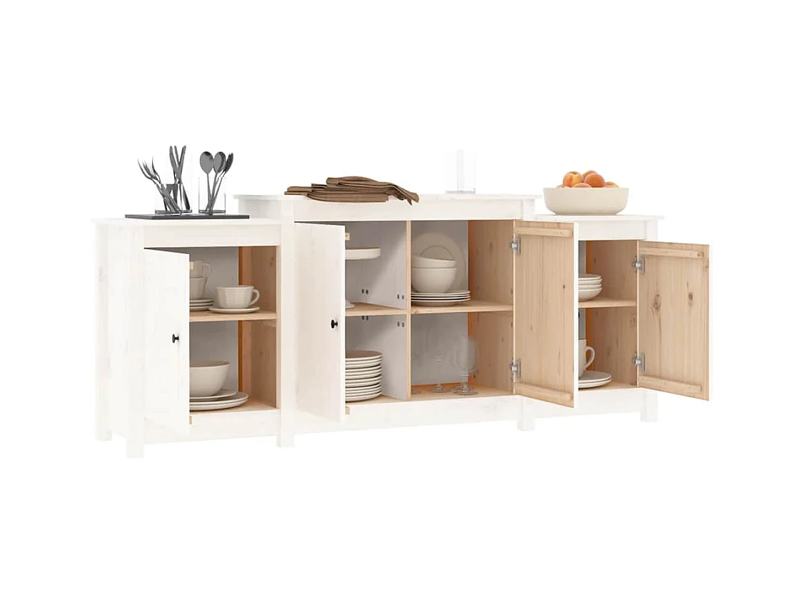 Buffet Blanc 164x37x68 cm Bois massif de pin