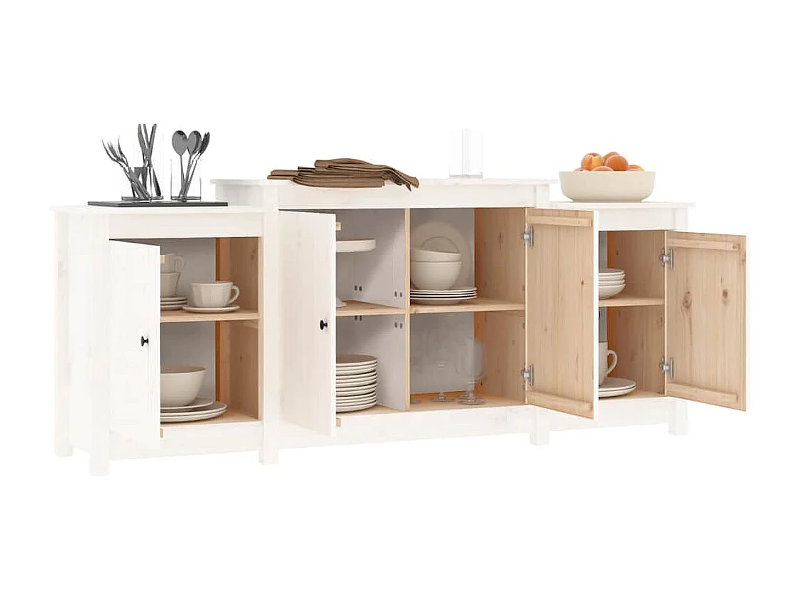 Buffet Blanc 164x37x68 cm Bois massif de pin