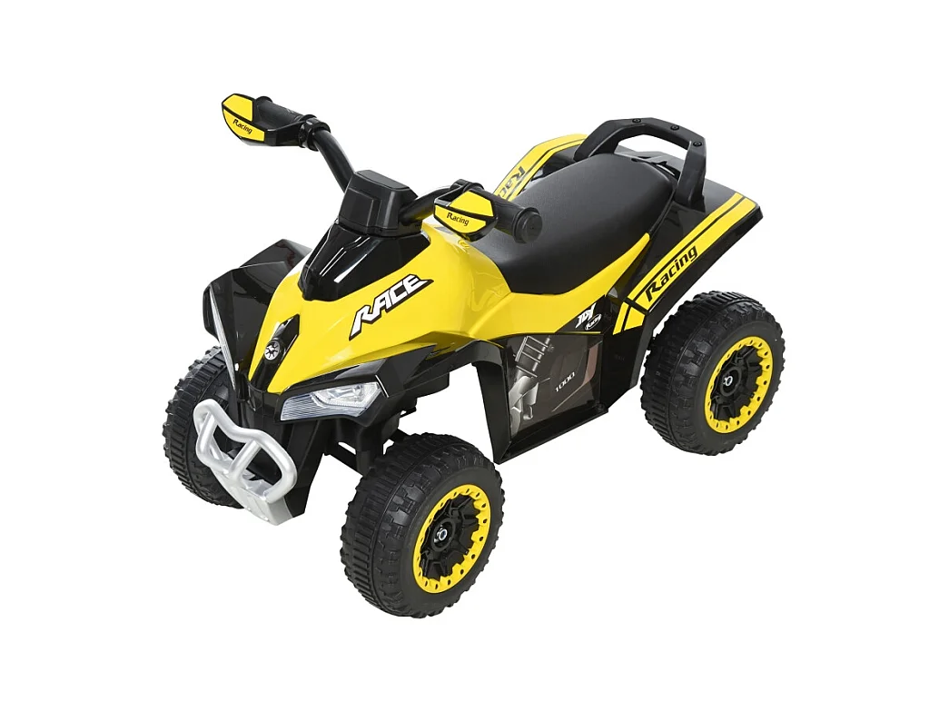 Voiture à pédales enfant avec lumière et musique, plastique et acier, jaune (67.5x38x44cm)