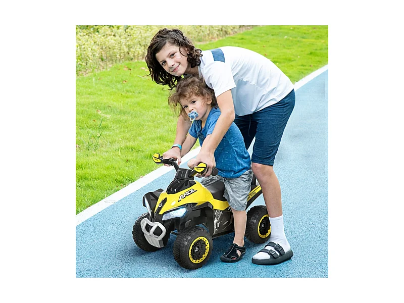 Voiture à pédales enfant avec lumière et musique, plastique et acier, jaune (67.5x38x44cm)