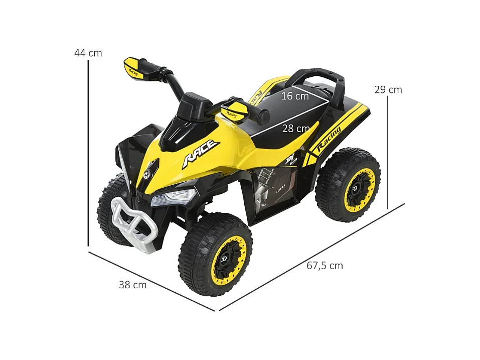 Voiture à pédales enfant avec lumière et musique, plastique et acier, jaune (67.5x38x44cm)