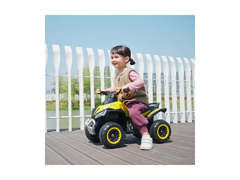 Voiture à pédales enfant avec lumière et musique, plastique et acier, jaune (67.5x38x44cm)
