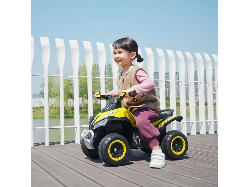 Coche de pedales infantil con luz y música, de plástico y acero, amarillo (67,5x38x44cm)