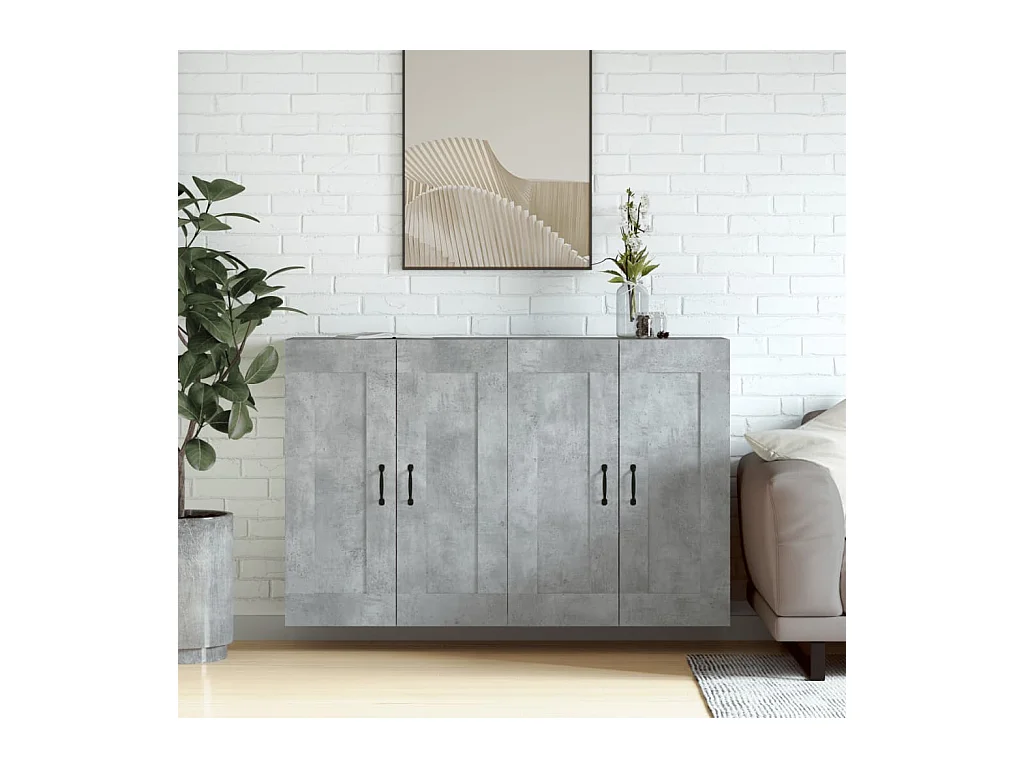 Armoires murales 2 pcs gris béton bois d'ingénierie