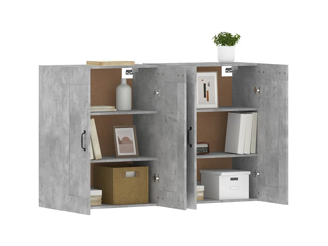 Armoires murales 2 pcs gris béton bois d'ingénierie