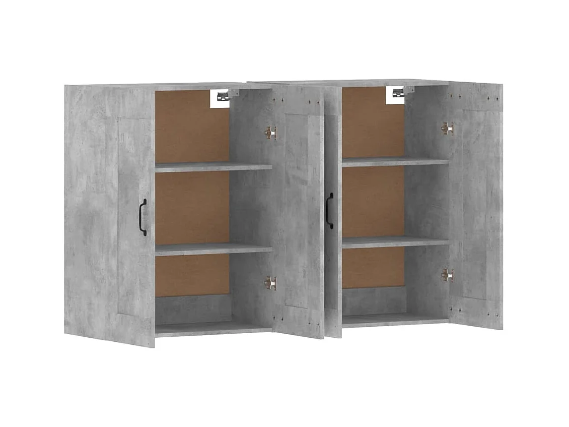 Armoires murales 2 pcs gris béton bois d'ingénierie
