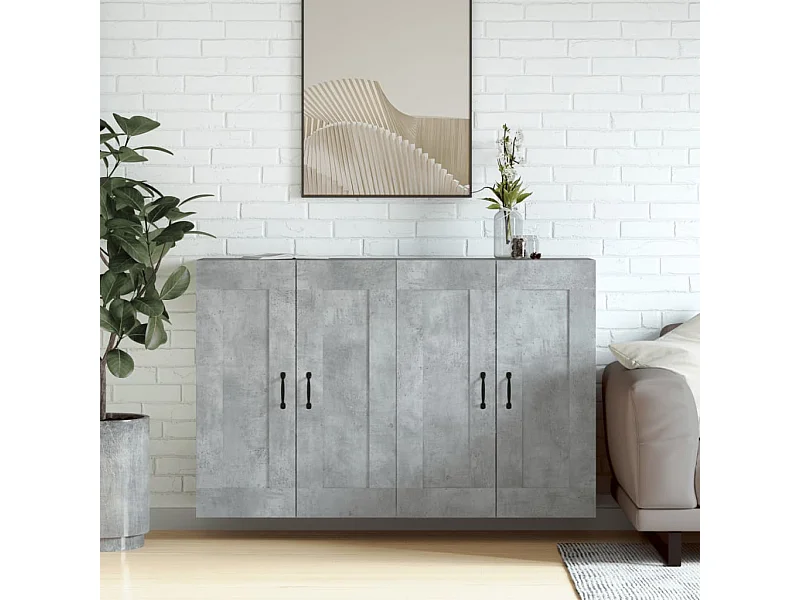 2-delige wandkasten, betongrijs, bewerkt hout