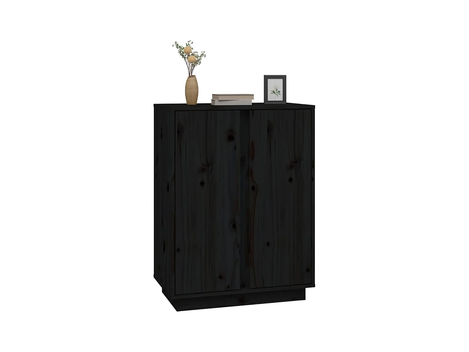 Buffet Noir 60x35x80 cm Bois massif de pin