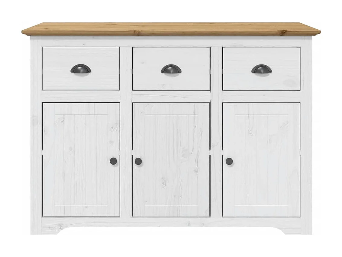 Buffet BODO blanc et marron 115,5x44x80 cm bois massif de pin