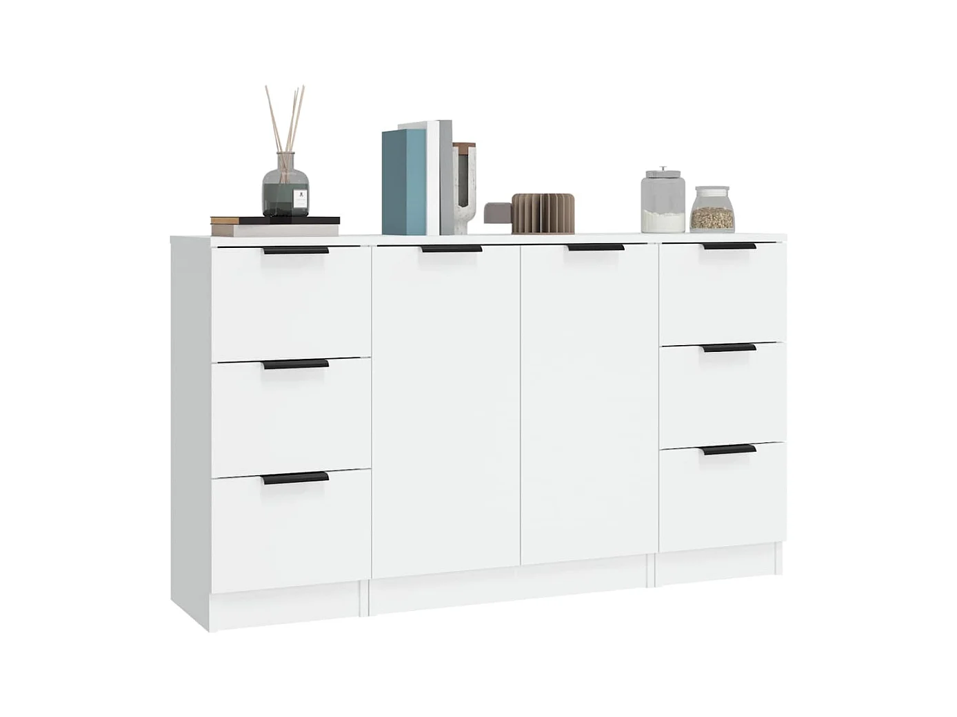 Buffets 3 pcs Blanc Bois d'ingénierie