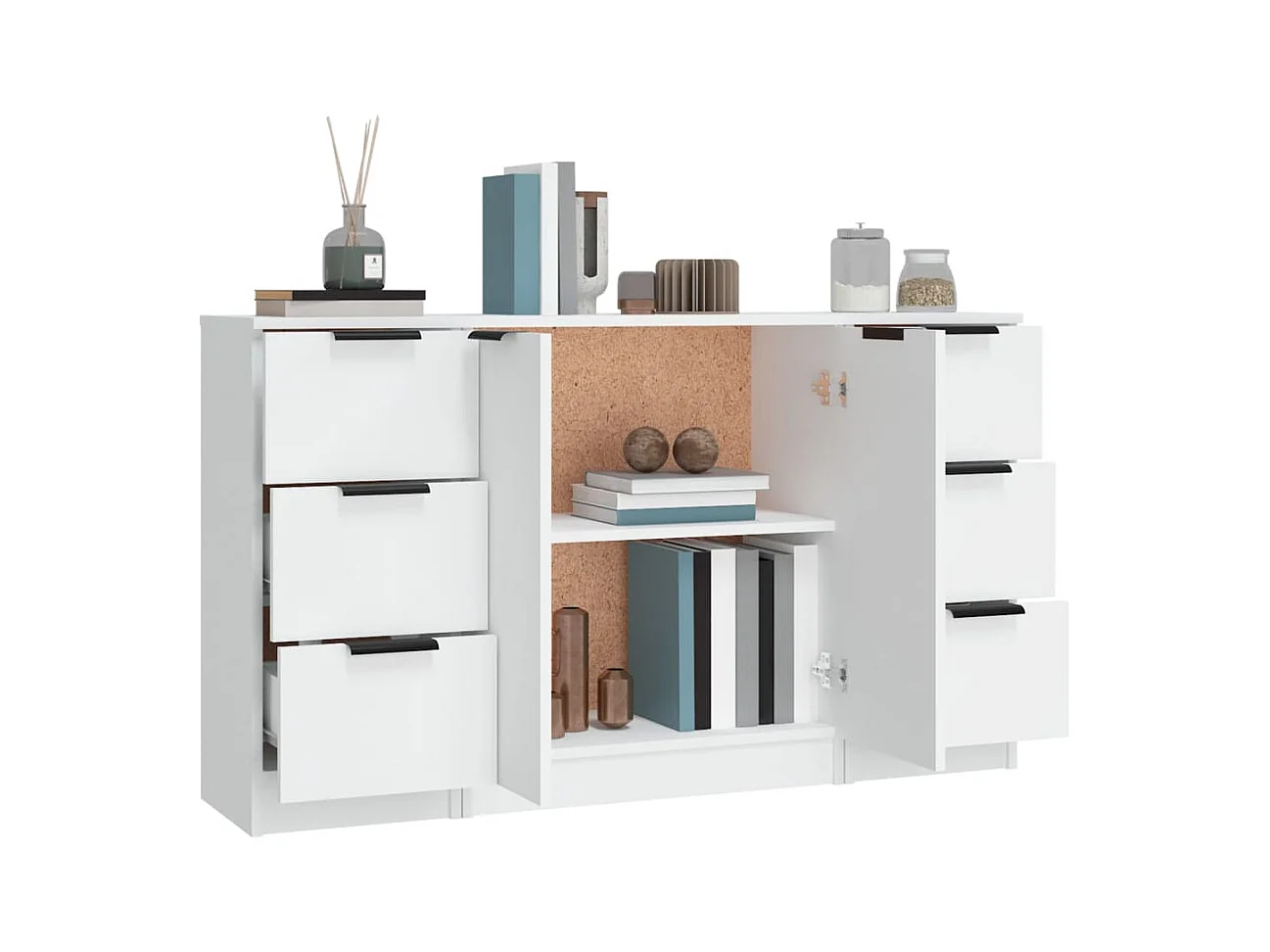 Buffets 3 pcs Blanc Bois d'ingénierie