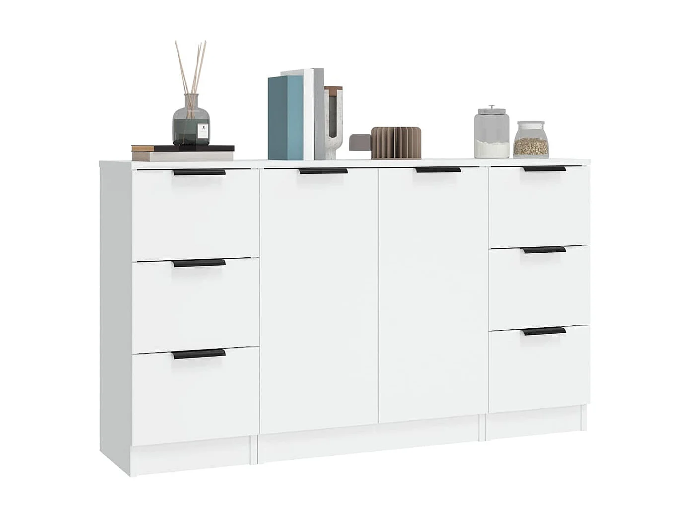 Buffets 3 pcs Blanc Bois d'ingénierie