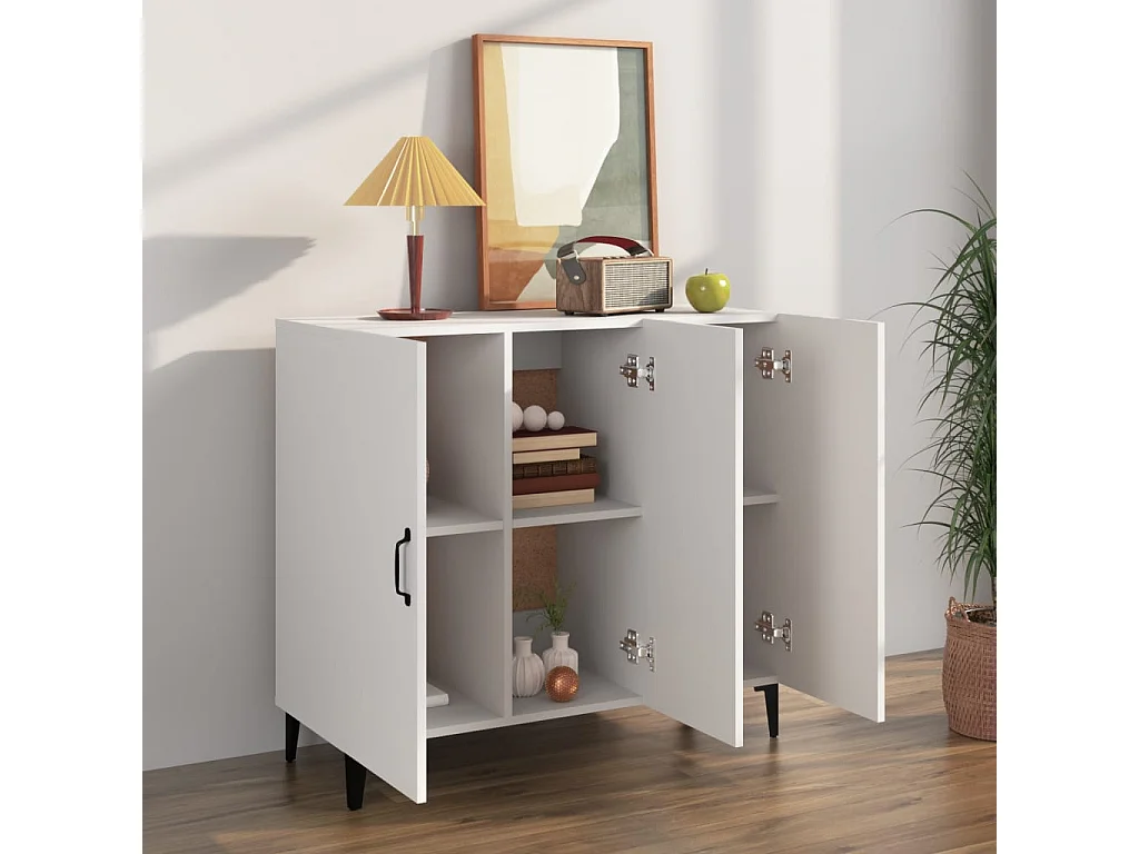 Buffet blanc 90x34x80 cm bois d'ingénierie